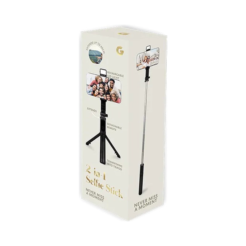 2-in-1 Selfie Stick With LED Light