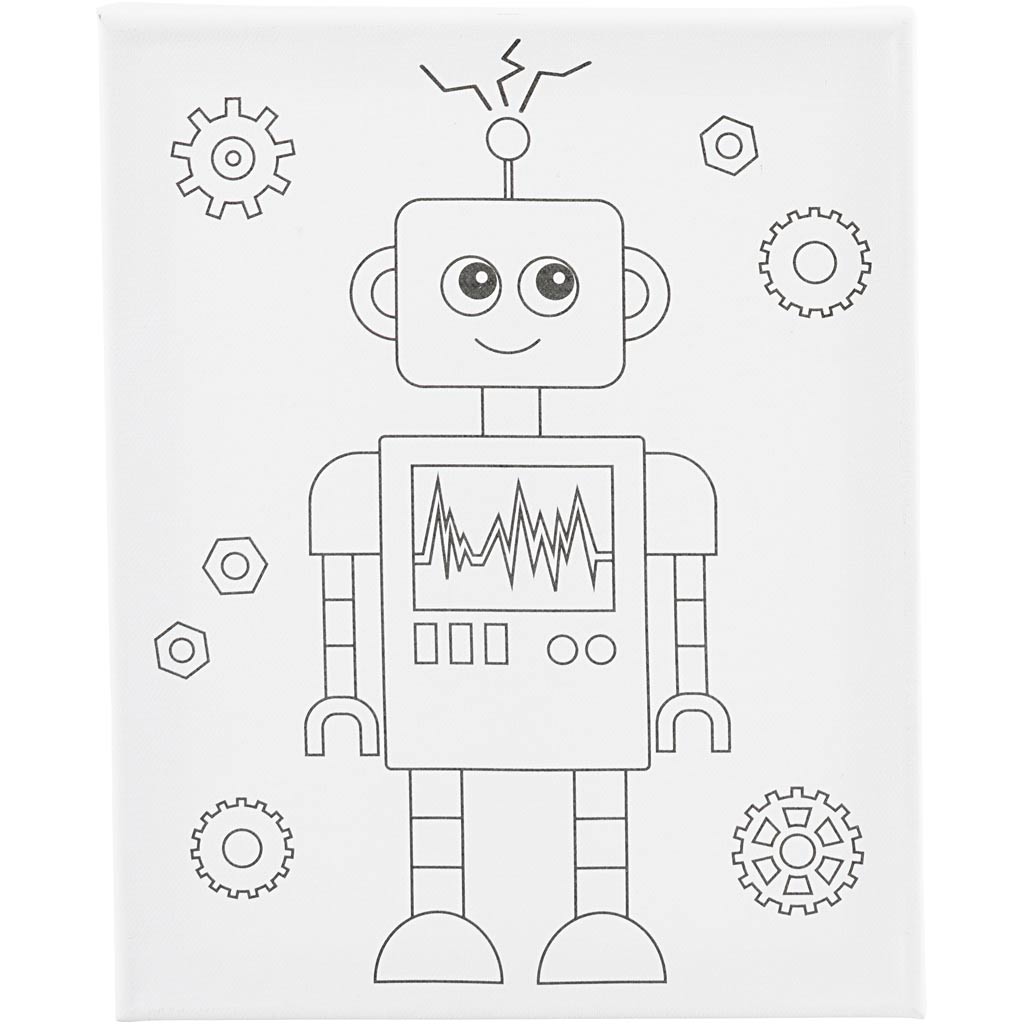 Robot Colour-In Canvas Kit