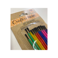 Wholesale Multi-Coloured Artist Paint Brushes Pack of 12 - (Case of 12)