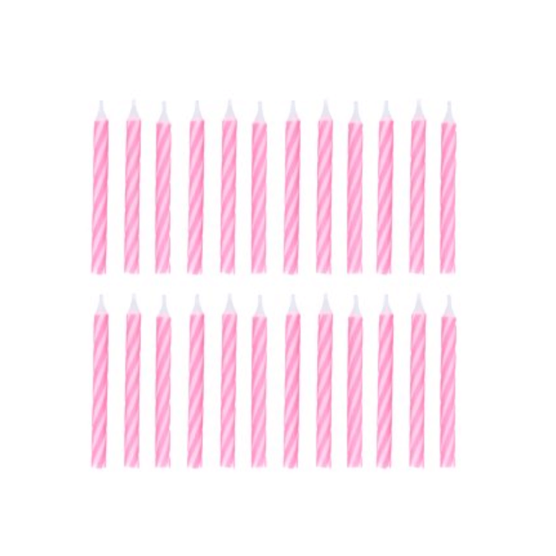 24 Pink Candles With Holders