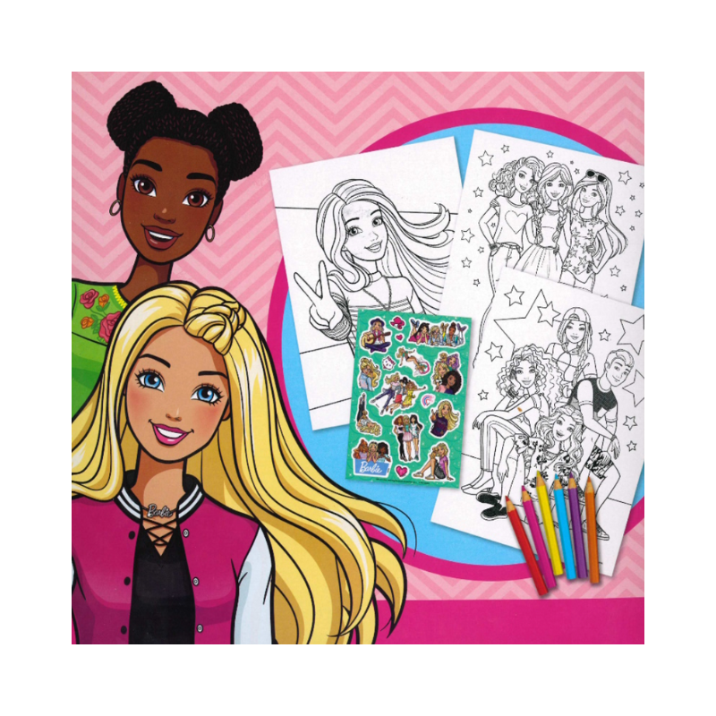 Wholesale Mattel Barbie Colouring Set with Stickers - (Case of 12)