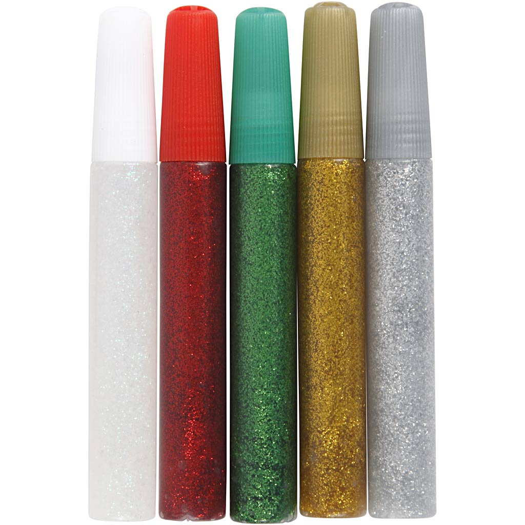 Christmas Glitter Glue Pens - 5 Pack