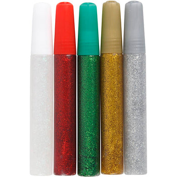 Christmas Glitter Glue Pens - 5 Pack