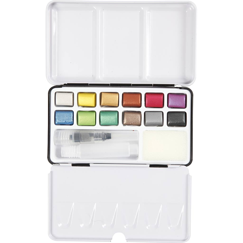 Metallic Watercolour Paint Set 12 Vibrant Colours