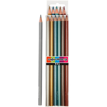 Metallic Colortime Colouring Pencils Triangular Barrel - 6 Pack
