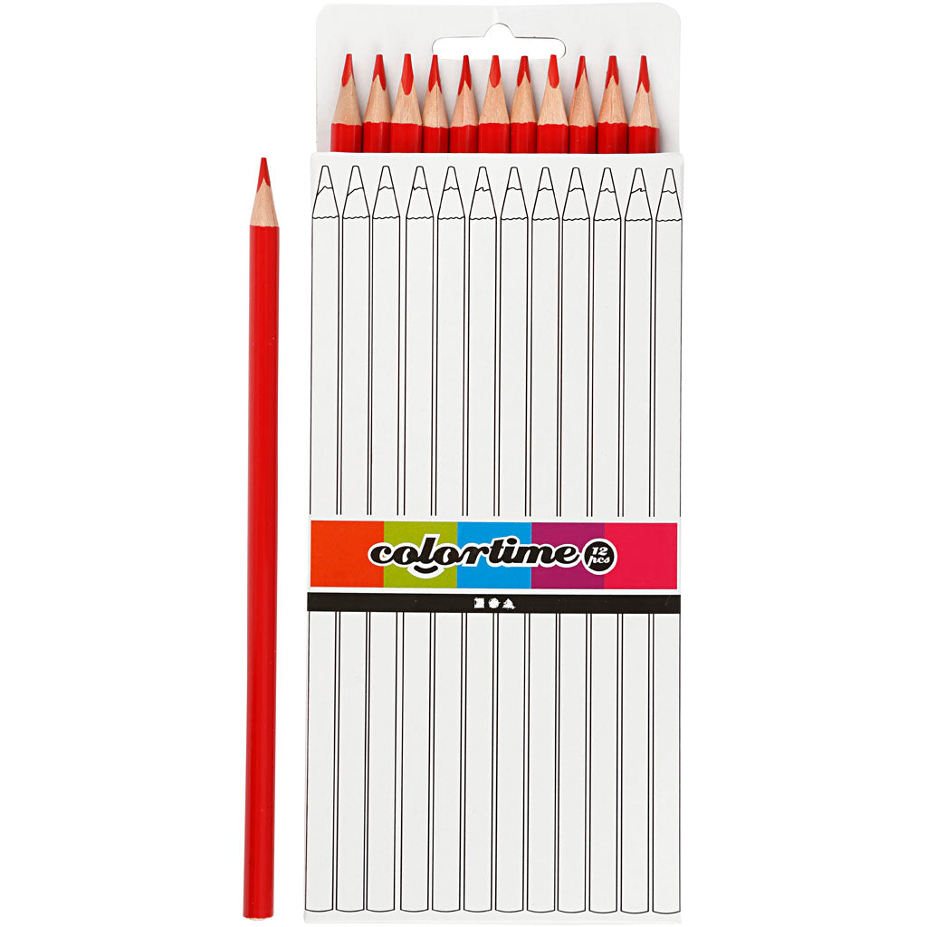 Red Colortime Pencils Premium 3 mm Lead Triangular - 12 Pack