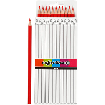 Red Colortime Pencils Premium 3 mm Lead Triangular - 12 Pack