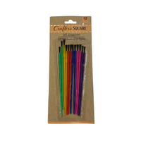Wholesale Multi-Coloured Artist Paint Brushes Pack of 12 - (Case of 12)