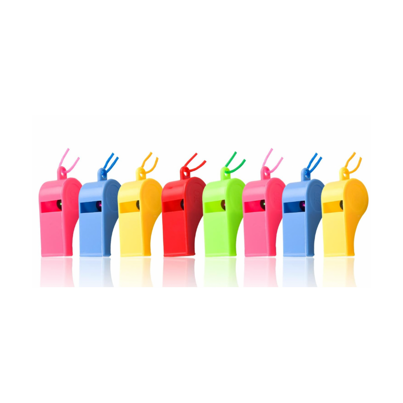Neon Plastic Whistle with Lanyard in Various Colours 