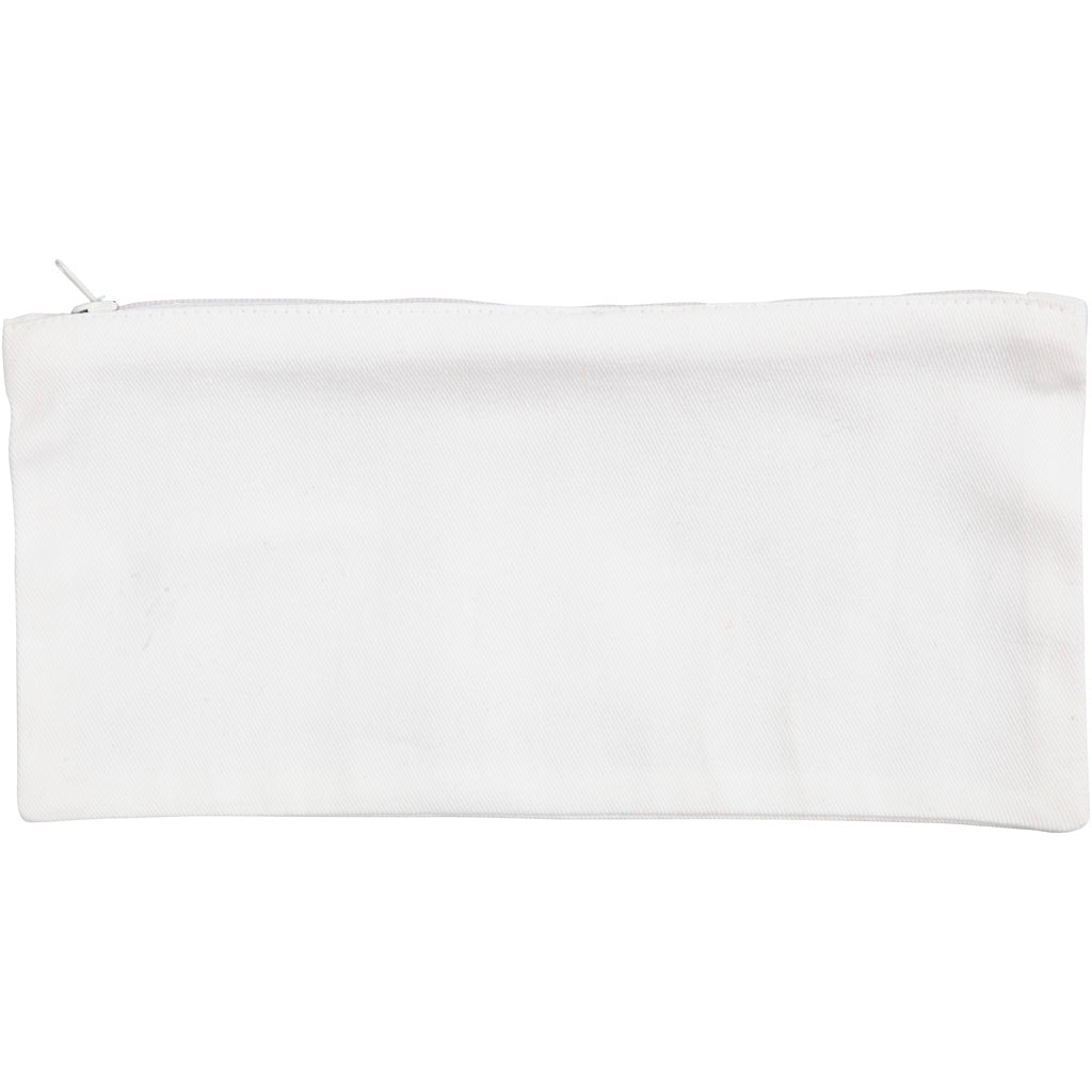 White Cotton Pencil Case With Zipper