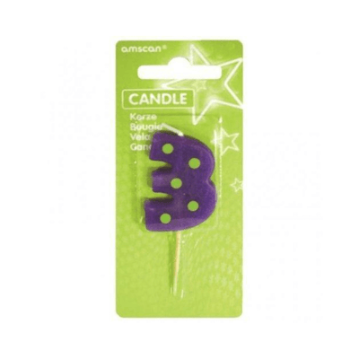 Wholesale Number 3 Birthday Party Candle - (Case of 16)