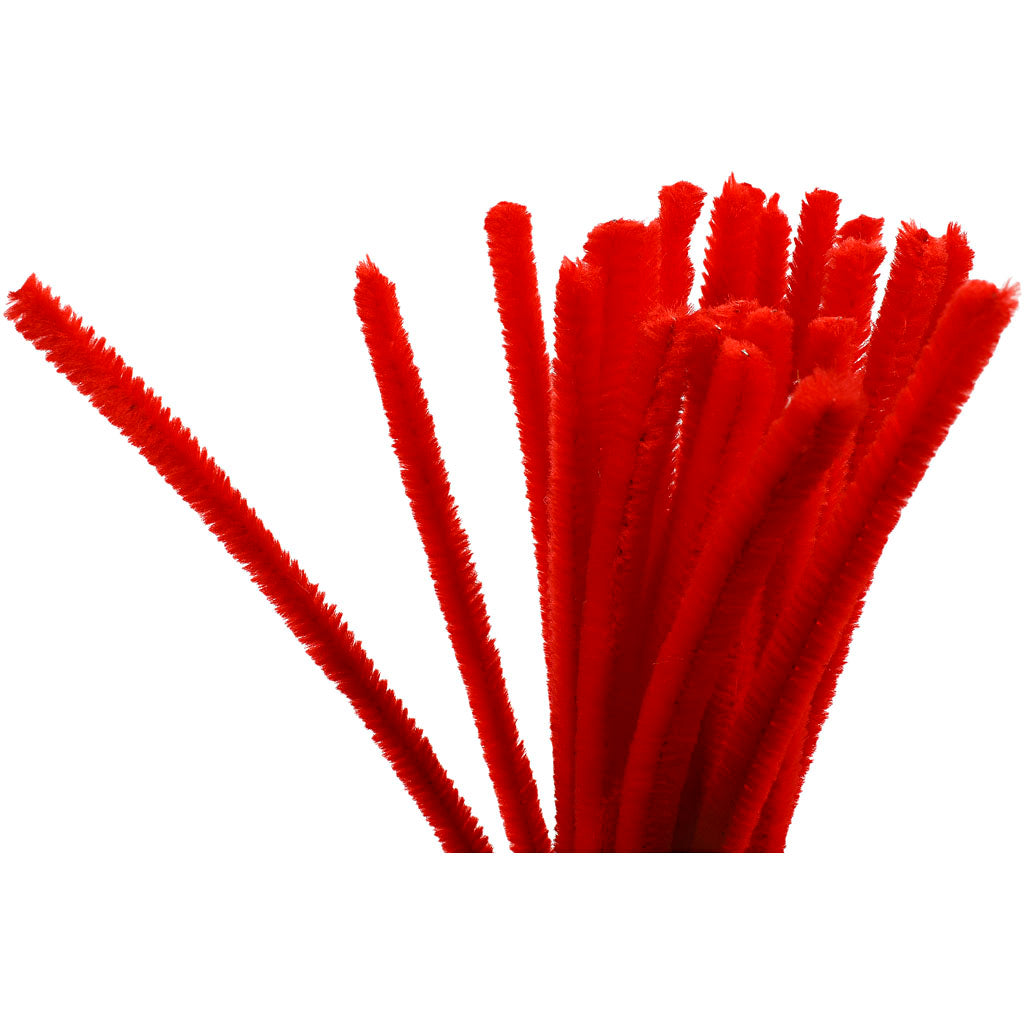 Red Pipe Cleaners - 25 Pack 30cm x 9mm