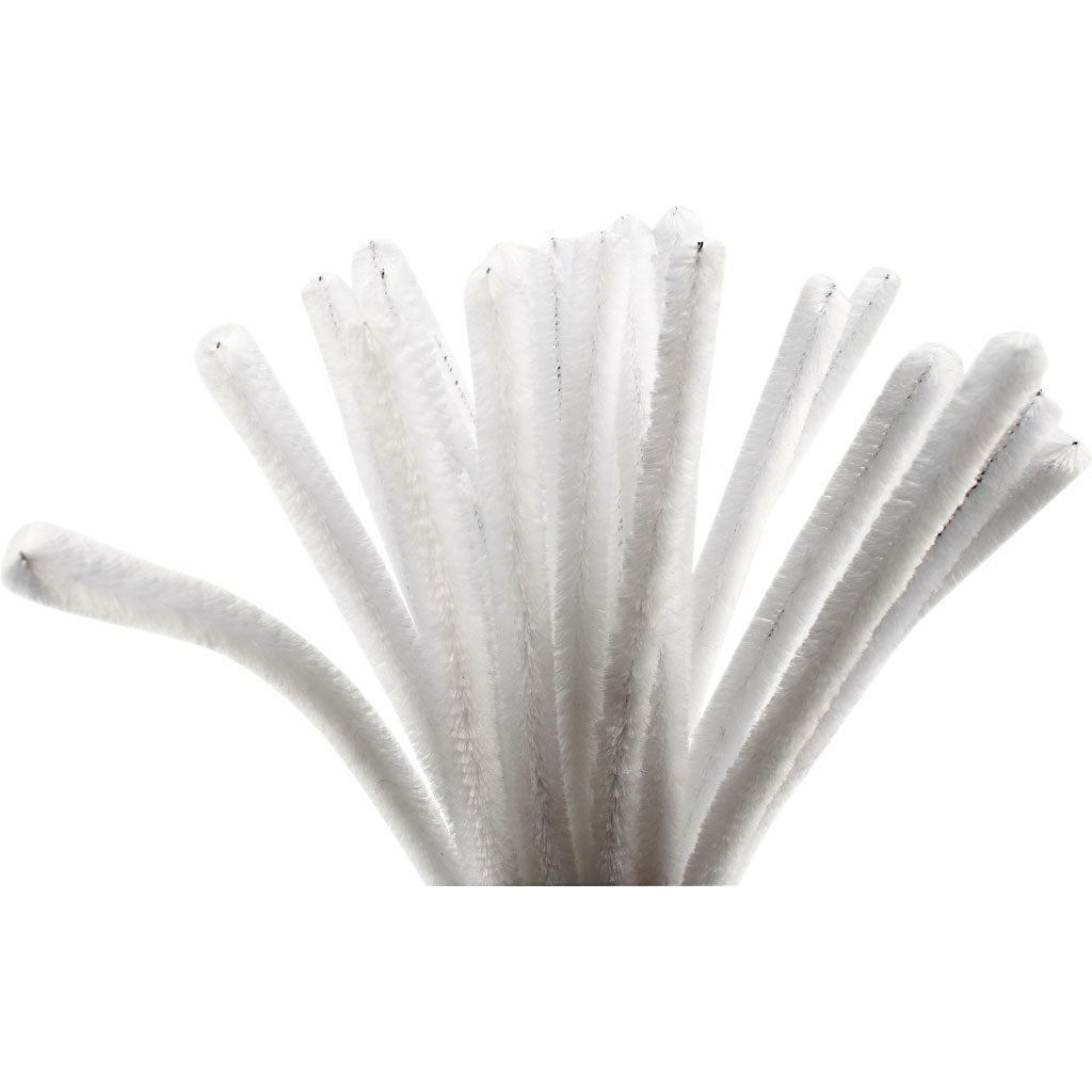 White Pipe Cleaners - 25 Pack 30cm x 9mm