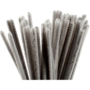 Grey Pipe Cleaners - 50 Pack 30cm x 6mm