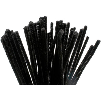 Black Pipe Cleaners - 50 Pack 30cm x 6mm