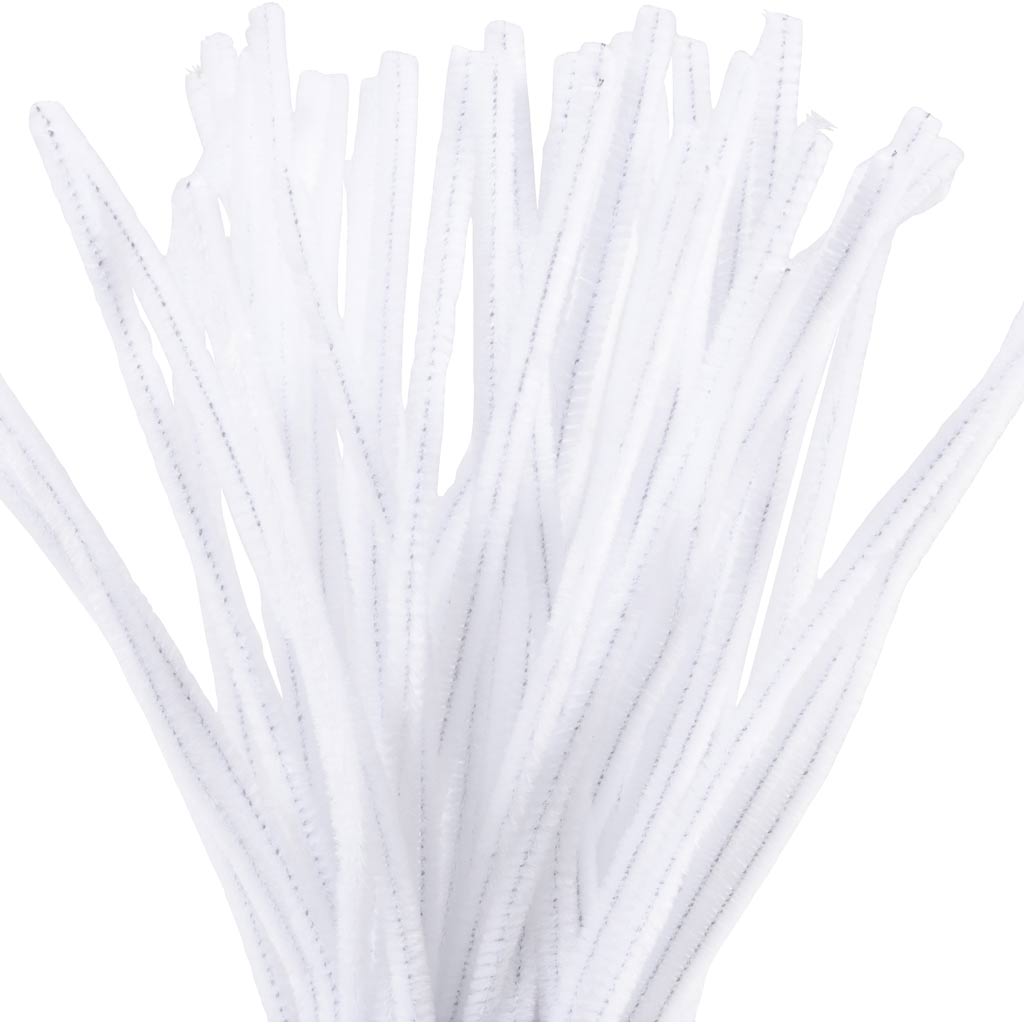 White Pipe Cleaners - 50 Pack 30cm x 6mm