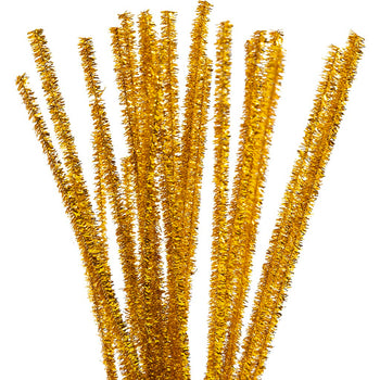 Glitter Gold Pipe Cleaners - 24 Pack 30cm x 6mm