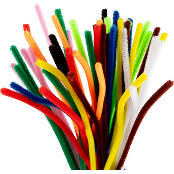 Assorted Colours Pipe Cleaners With Chenille Stems - 50 Pack 30cm x 6mm
