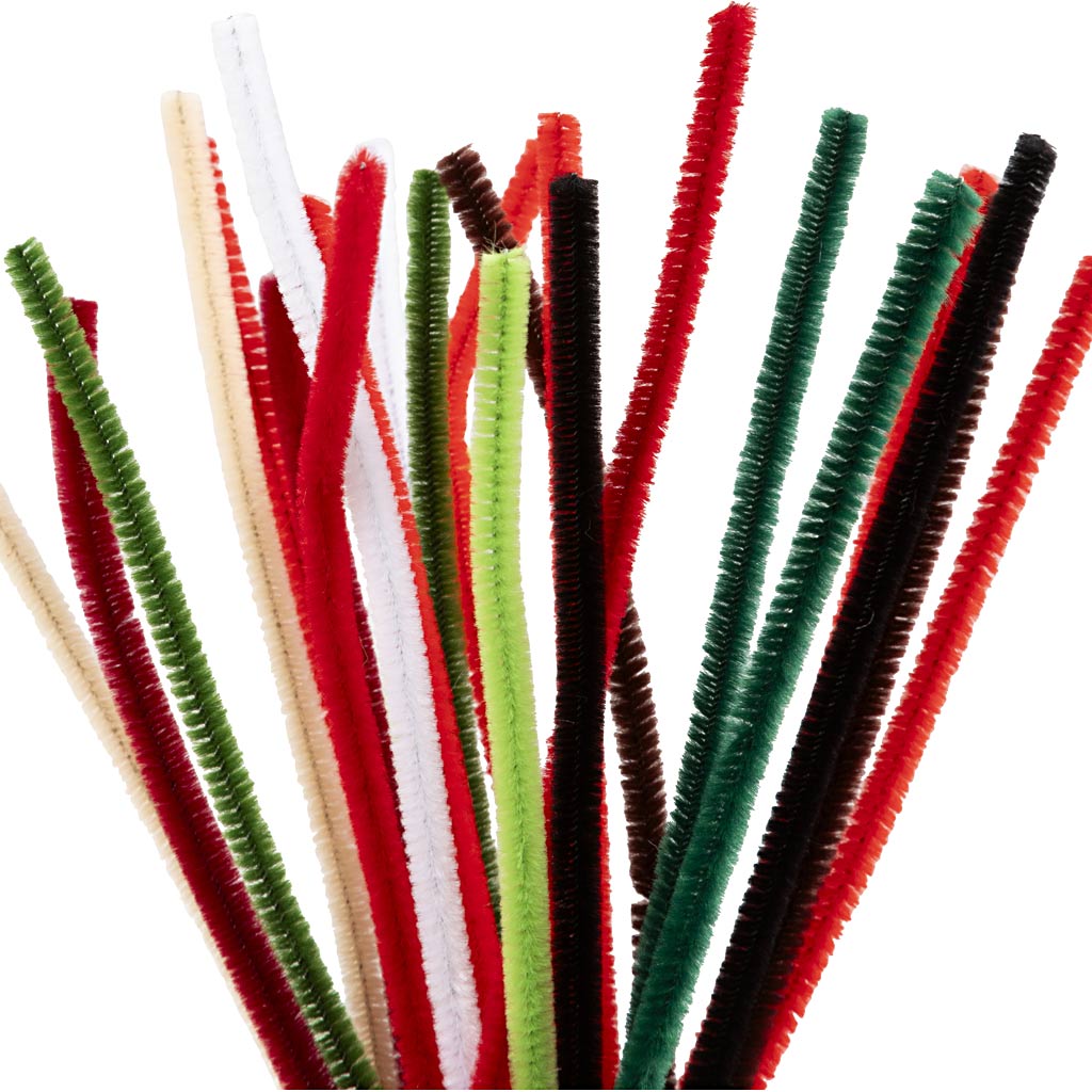 Christmas Colours Pipe Cleaners - 25 Pack 30cm x 6mm