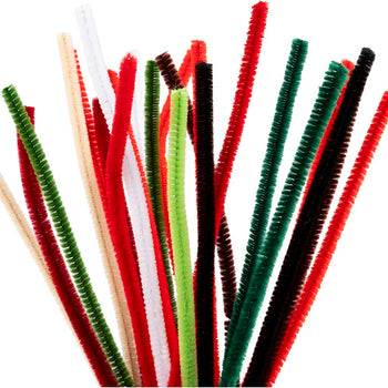 Christmas Colours Pipe Cleaners - 25 Pack 30cm x 6mm