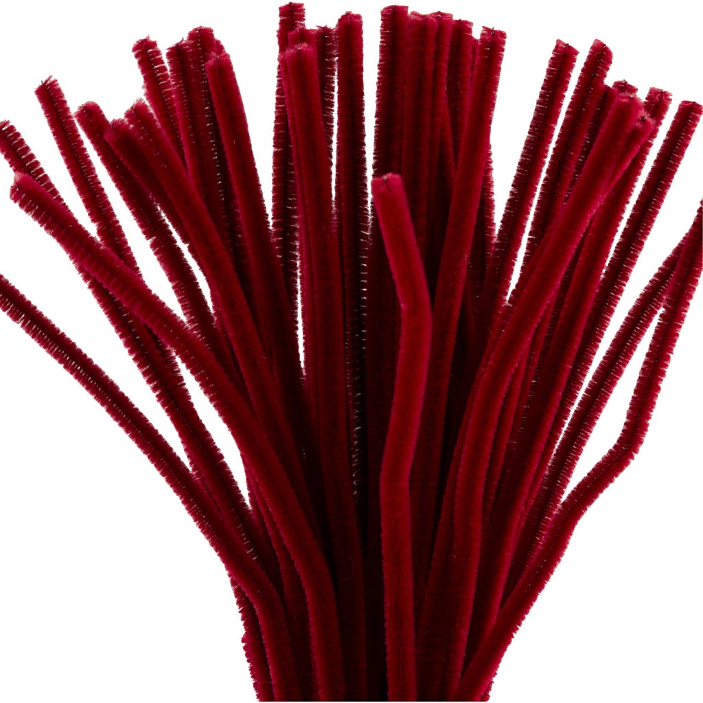 Dark Red Pipe Cleaners - 50 Pack 30cm x 6mm