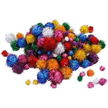 Glitter Bold Colours Pom-Poms Embellishments - 62g Pack