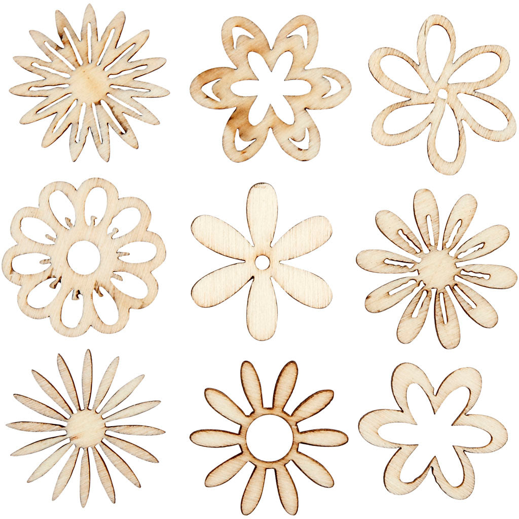 Wooden Flower Decorations Wood Veneer - 45 Pack
