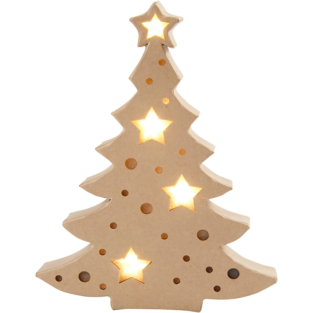 Christmas Light-Up Paper Mache Tree Figure