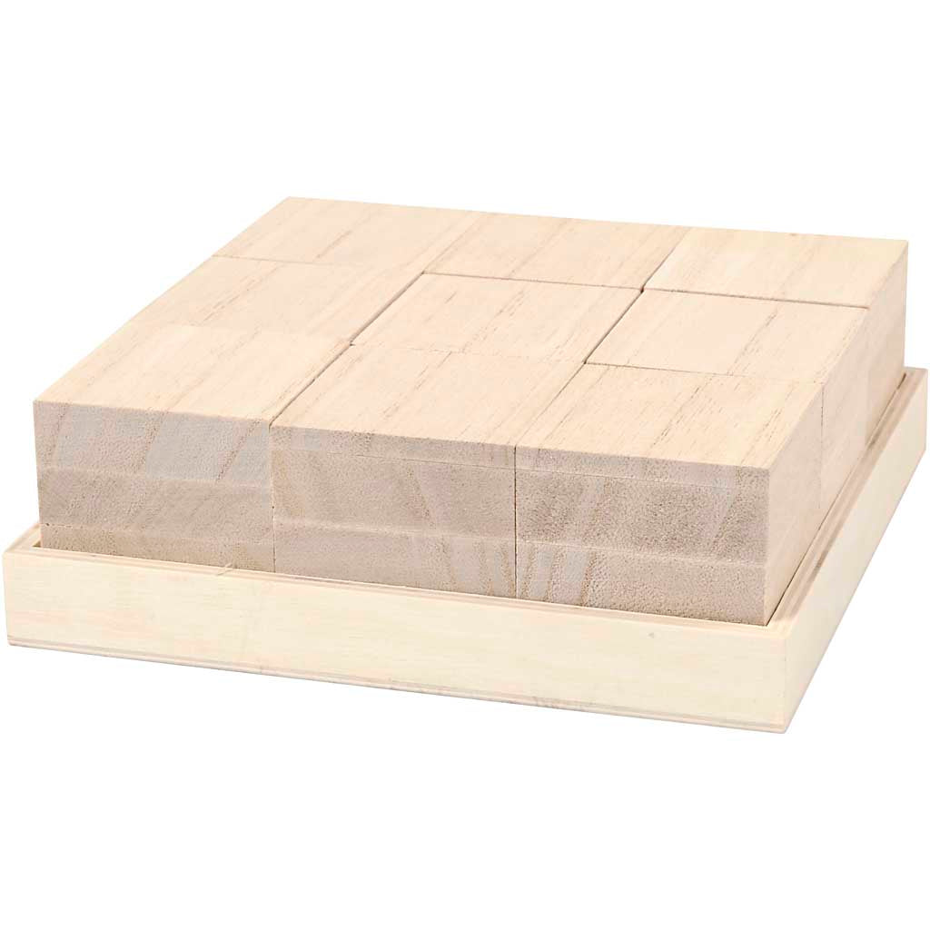 Natural Wooden Cubes - 9 Pack