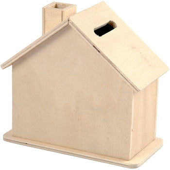 Money Box Craft Wood Shapes - 9.6cm x 11.7cm x 5.5cm