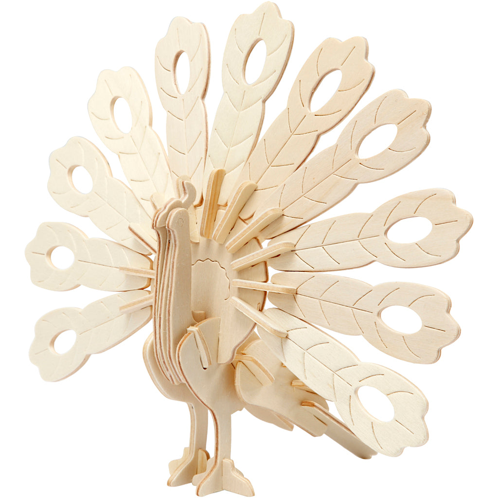 Peacock Wooden 3D Construction Figures Toy Craft Kit