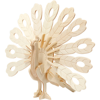 Peacock Wooden 3D Construction Figures Toy Craft Kit