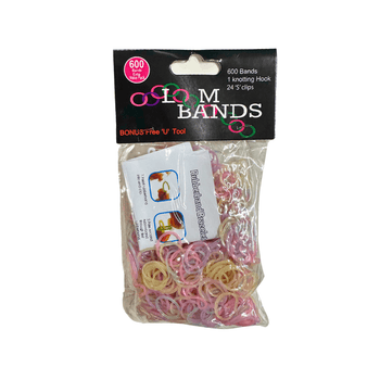 Wholesale 600 Light Coloured Loom Bands With Bonus 'U' Tool - (Case of 16)
