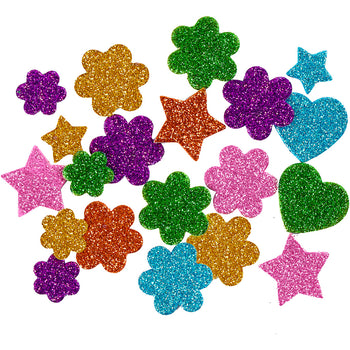 Glitter Eva Foam Shapes Self-Adhesive 100 Pack