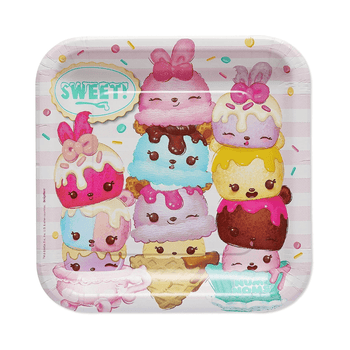 Wholesale Large Num Noms Square Party Plates - Pack of 8 - (Case of 6)