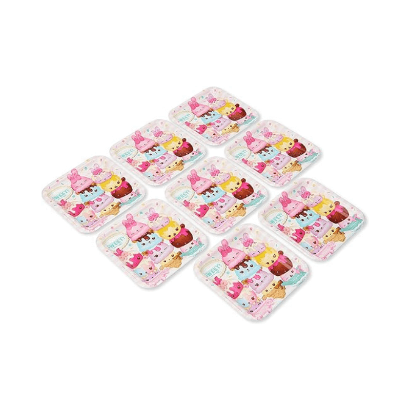 Wholesale Large Num Noms Square Party Plates - Pack of 8 - (Case of 6)