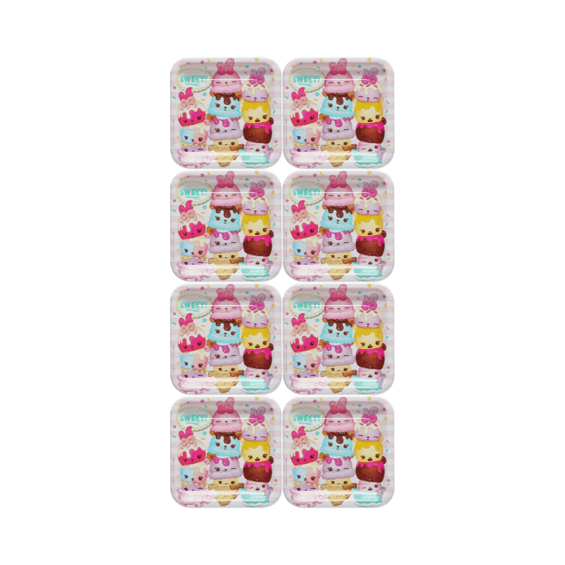 Wholesale Large Num Noms Square Party Plates - Pack of 8 - (Case of 6)