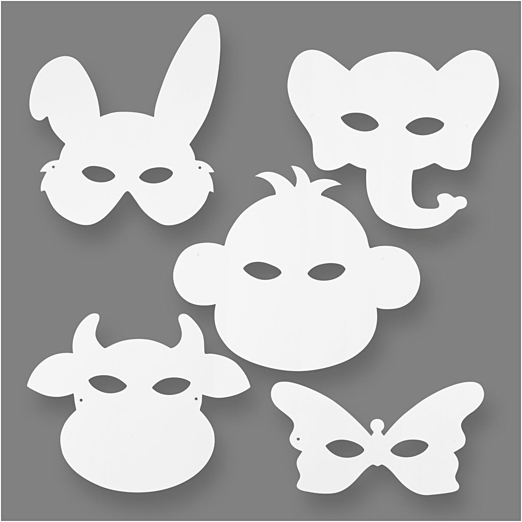 Animal Masks White Cardboard Elastic Craft Kit - 16 Pack