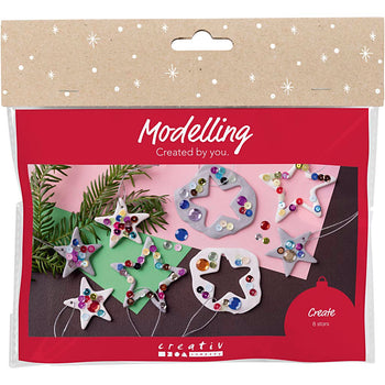 Christmas Silver White Stars Modelling Clay Craft Kit