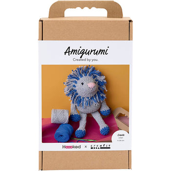 Lion Crochet Craft Kit Navy Blue & Light Grey
