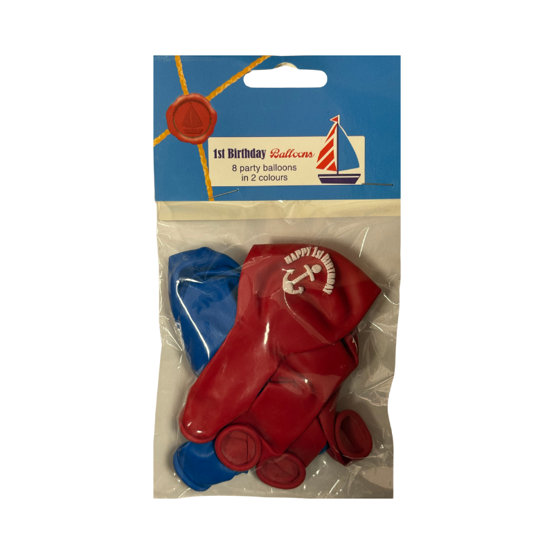 Ahoy There 1st Birthday Balloons - 8 Pack