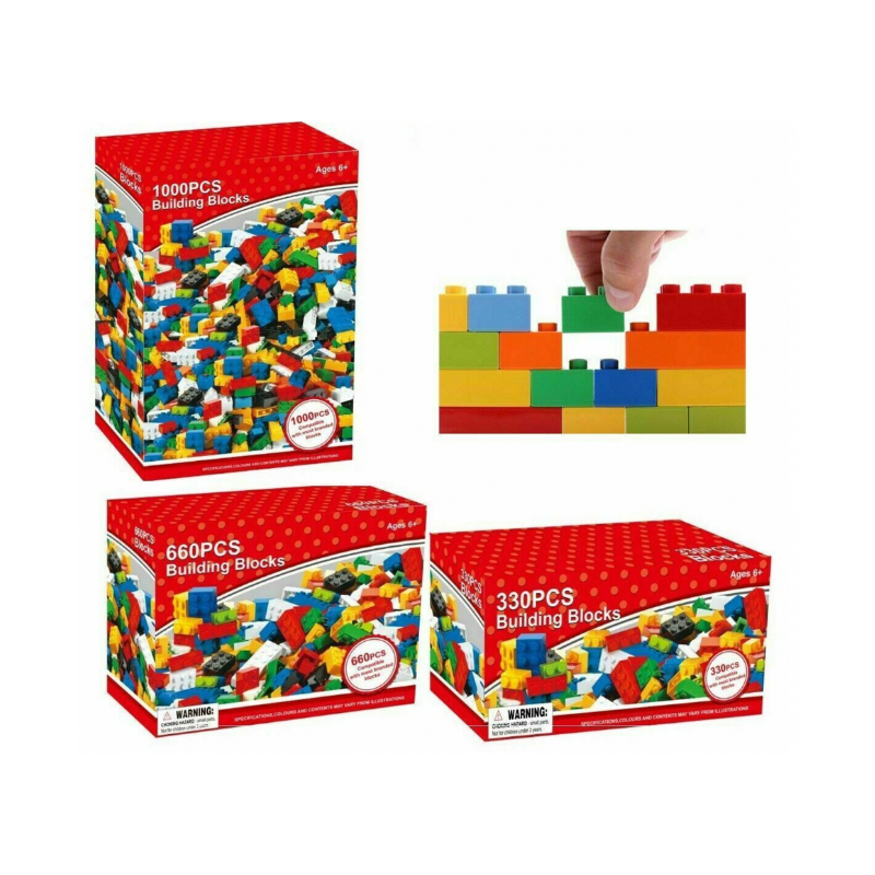 Wholesale Building Blocks Assorted Size & Colours 1000 Piece Set - (Case of 6)