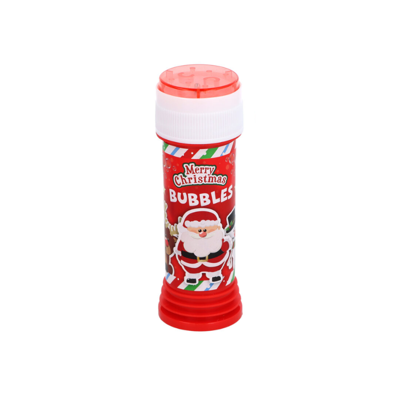 Red bubble tube with Santa Claus design on a white background