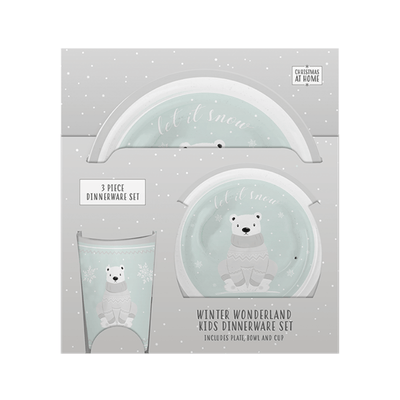 Wholesale Christmas Kids Dinnerware Set Including Plate, Bowl & Cup - (Case of 12)