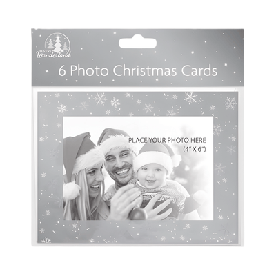 Wholesale Christmas Photo Frame Cards Silver - 6 Pack - (Case of 8)