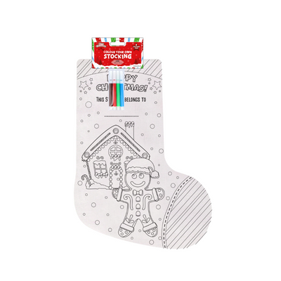 Wholesale Colour Your Own Christmas Stocking With 4 Felt Tip Pens - (Case of 12)