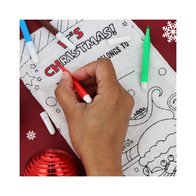 Wholesale Colour Your Own Christmas Stocking With 4 Felt Tip Pens - (Case of 12)