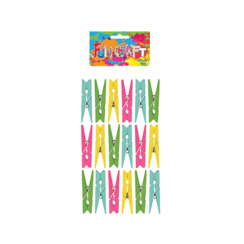Wholesale Fun Craft Colourful Wooden Craft Pegs - (Case of 12)