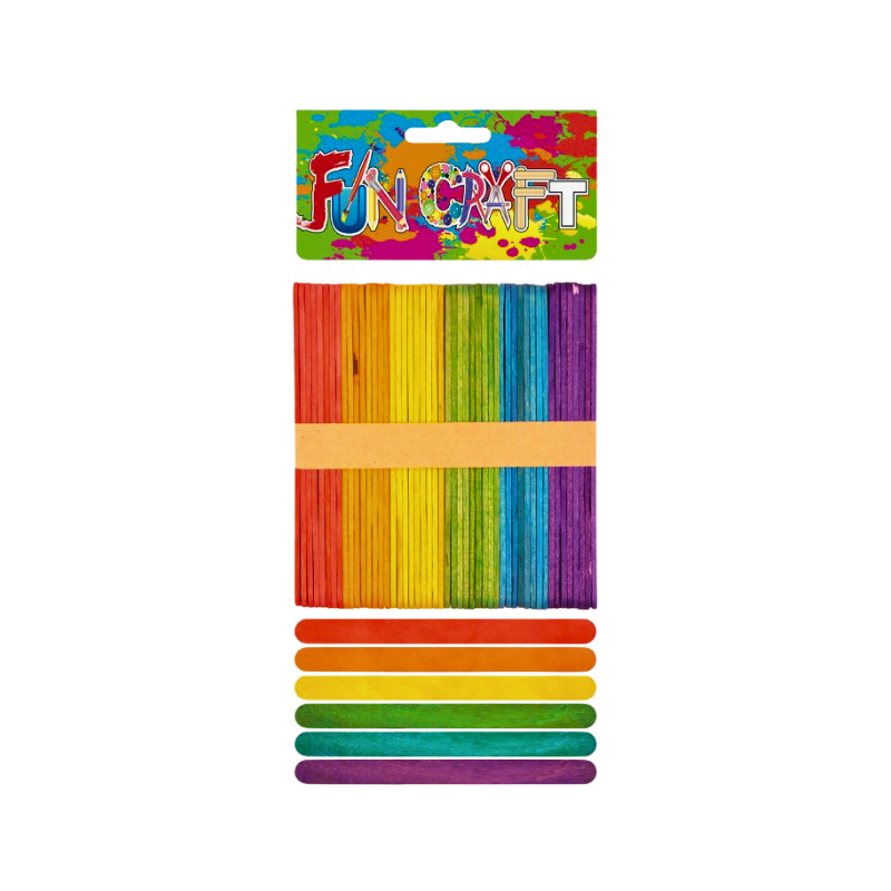 Wholesale Colourful Wooden Craft Sticks - (Case of 12)
