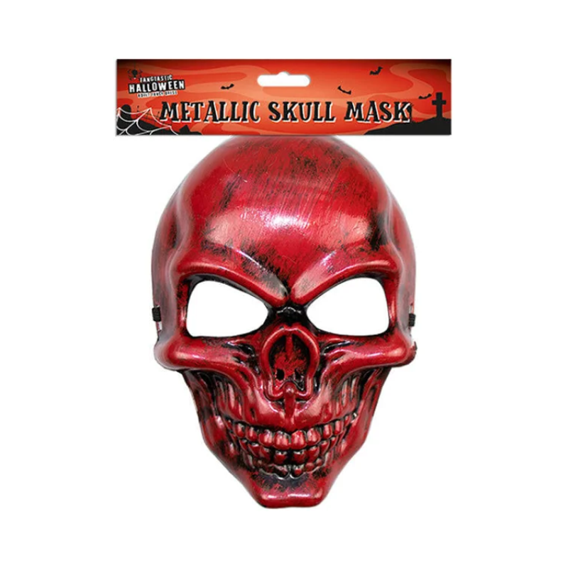 Wholesale Halloween Metallic Skull Mask - (Case of 12)